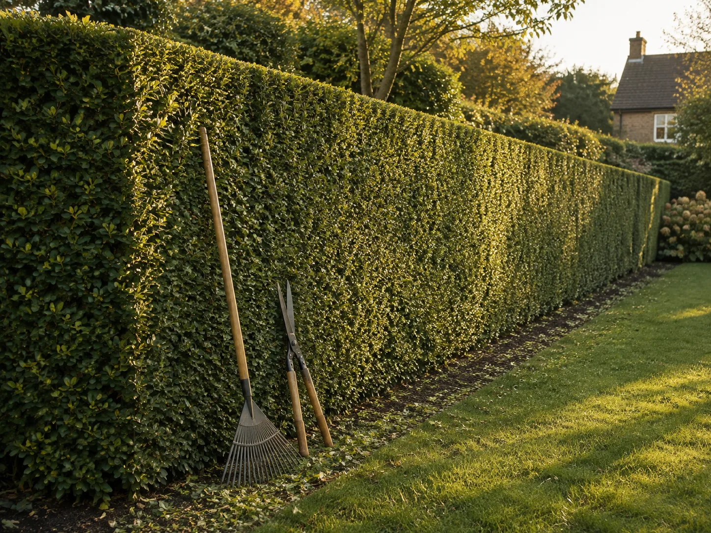 hedge line cut true along its length