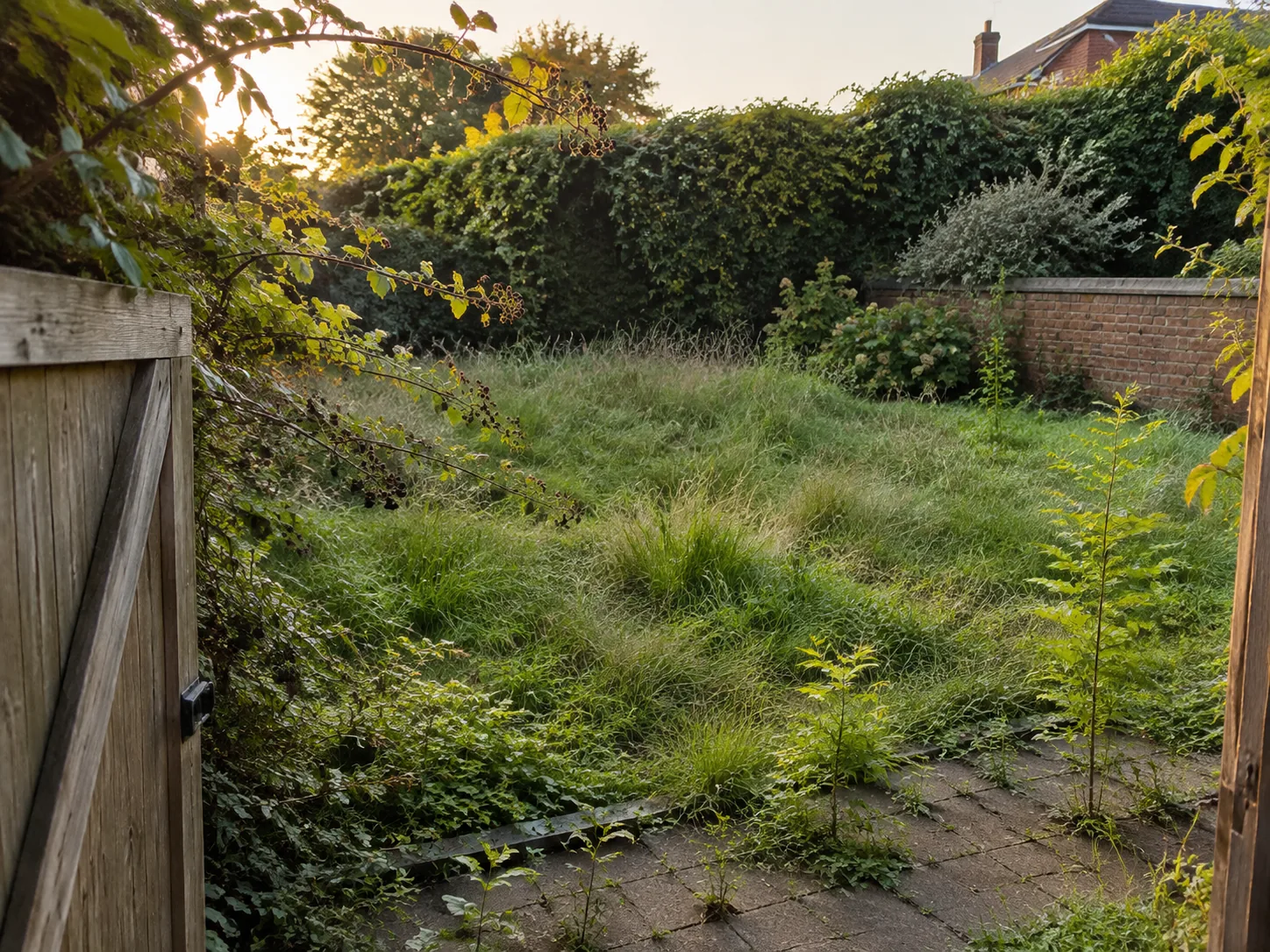 neglected back garden, as found